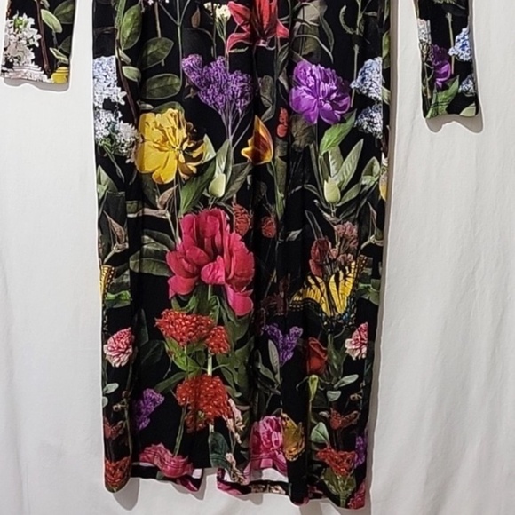 $395 Unworn Alice + Olivia Delora Floral Long Sleeve Body-Con Dress - Picture 6 of 14